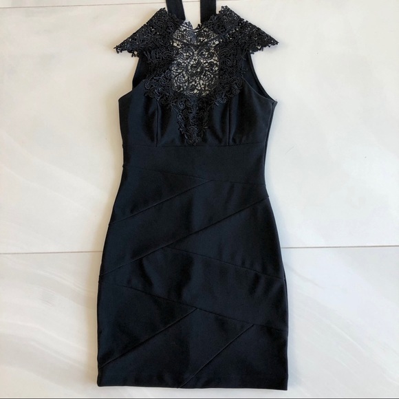 Windsor Dresses & Skirts - Windsor Black Bodycon Dress with Lace & Tie Back